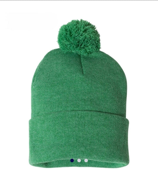 Green Pom Pom Hat